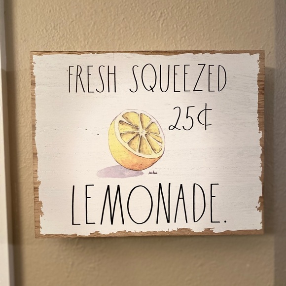 Rae Dunn 25 Cent Lemonade Wood Sign For Tabletops, Shelf or Wall, Lemon Sign - Picture 14 of 16
